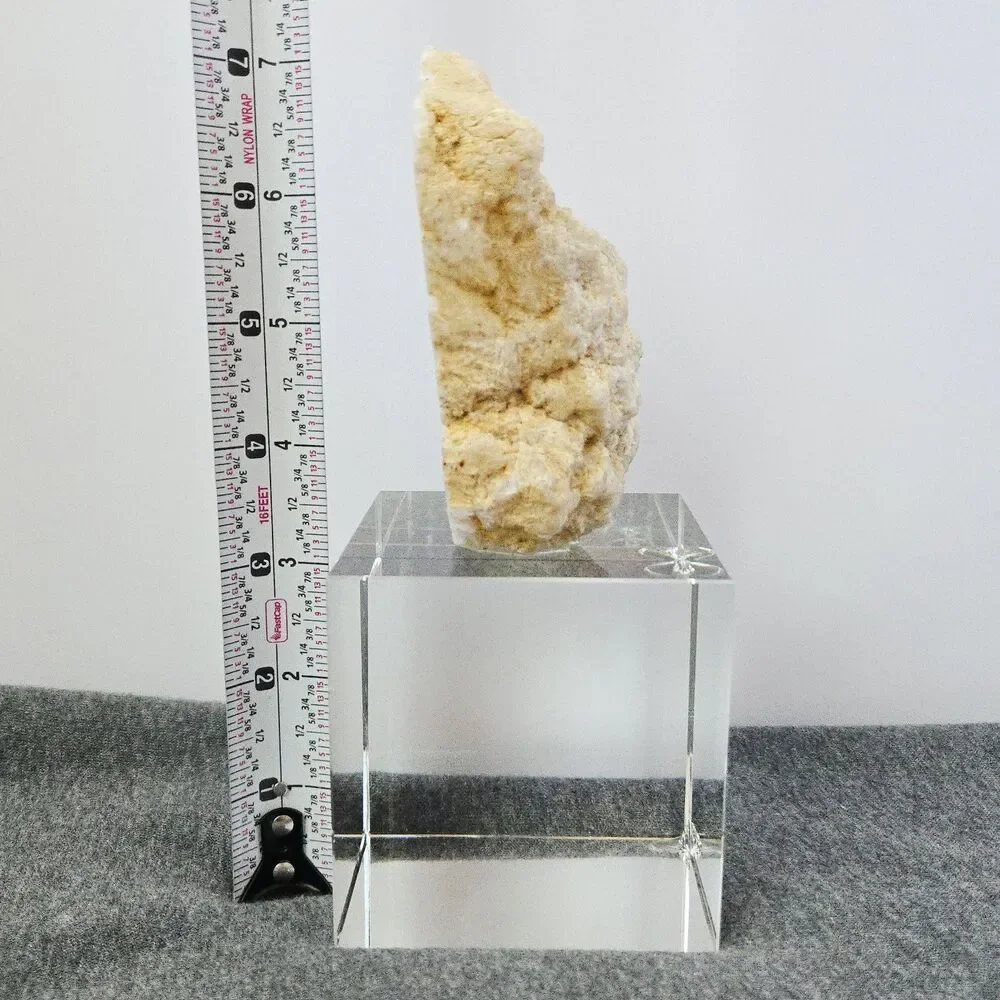 Clear Quartz Crystal Geode Mineral Specimen Display Piece on Cube Base READ